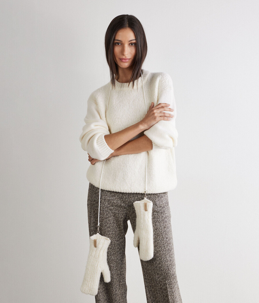 guanti in morbidissimo cashmere e bouclé