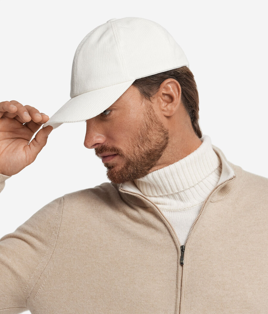 cappellino da baseball in velluto di cotone con fodera in cashmere