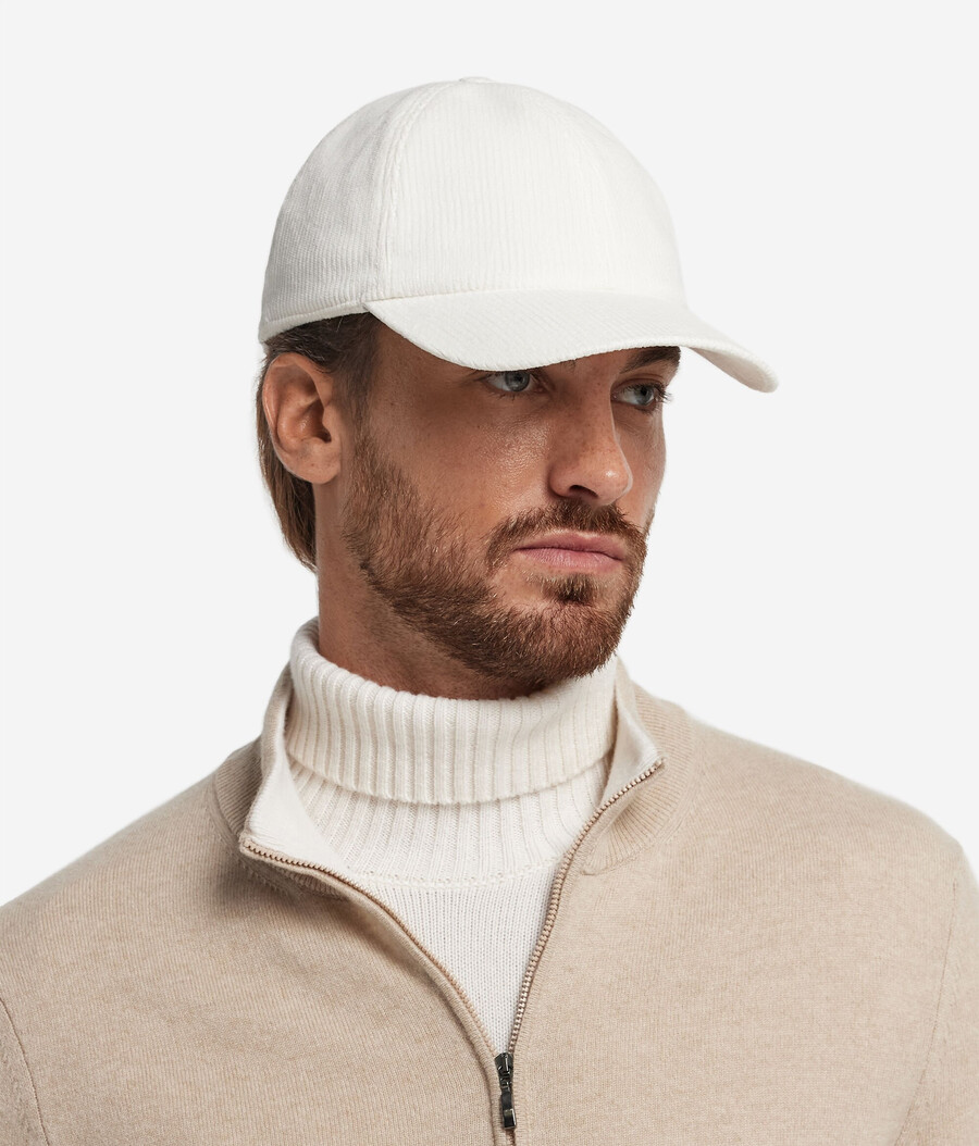 cappellino da baseball in velluto di cotone con fodera in cashmere