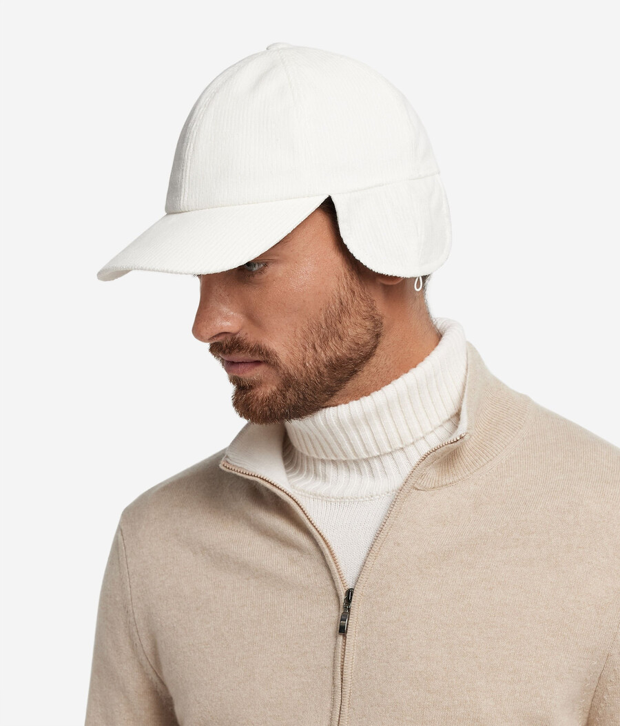 cappellino da baseball in velluto di cotone con fodera in cashmere