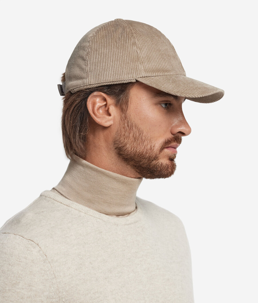 cappellino da baseball in velluto di cotone con fodera in cashmere