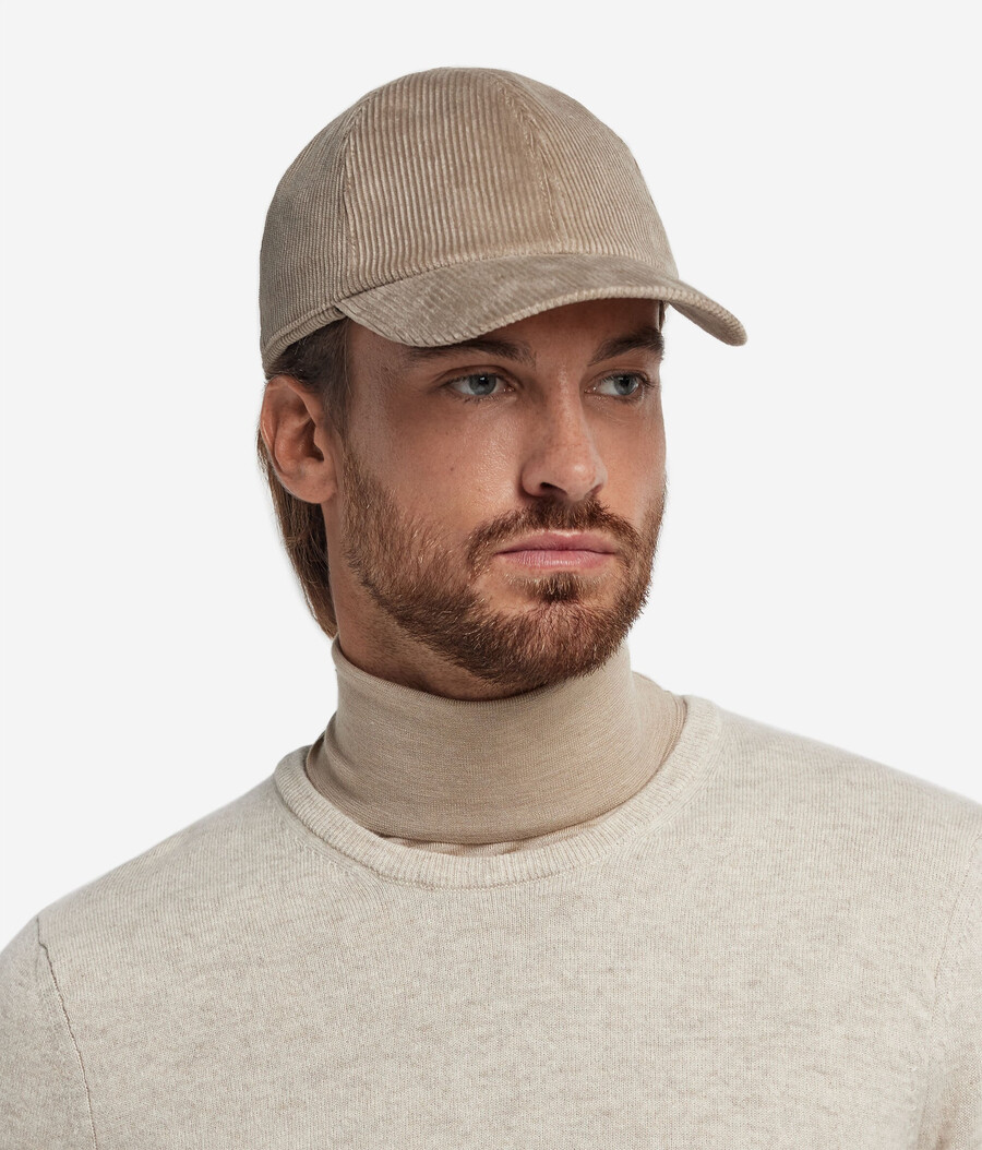 cappellino da baseball in velluto di cotone con fodera in cashmere