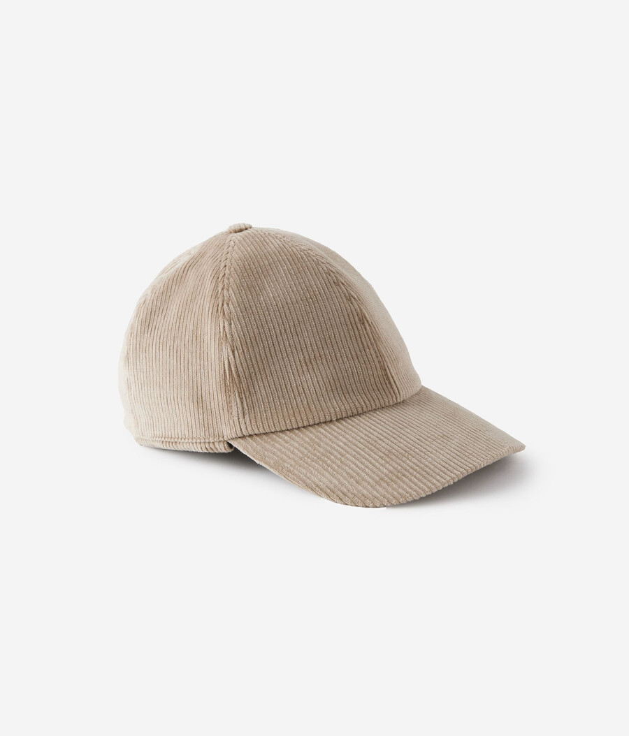 cappellino da baseball in velluto di cotone con fodera in cashmere