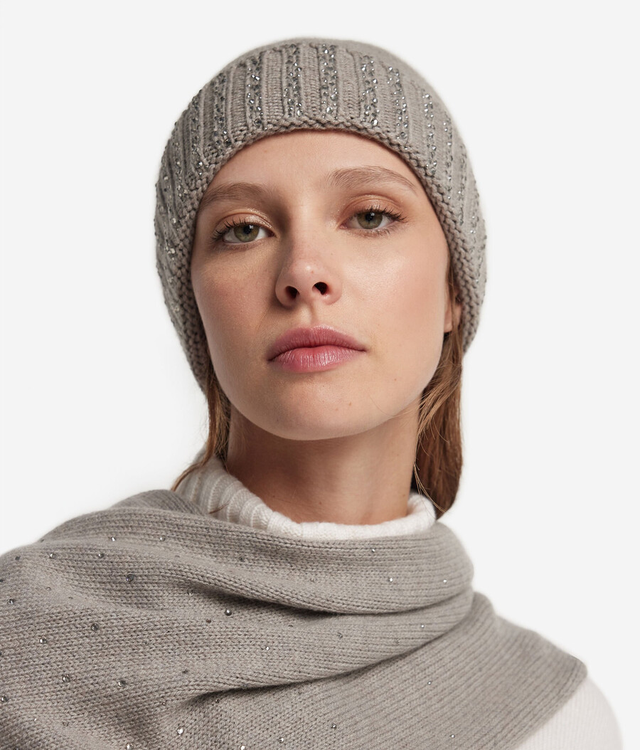 cappello in cashmere con strass