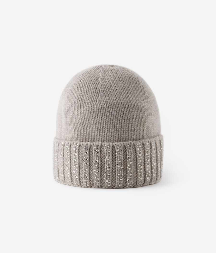 cappello in cashmere con strass