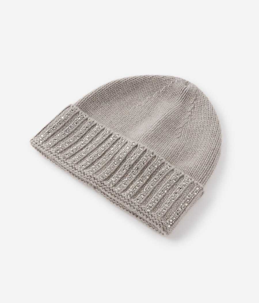 cappello in cashmere con strass
