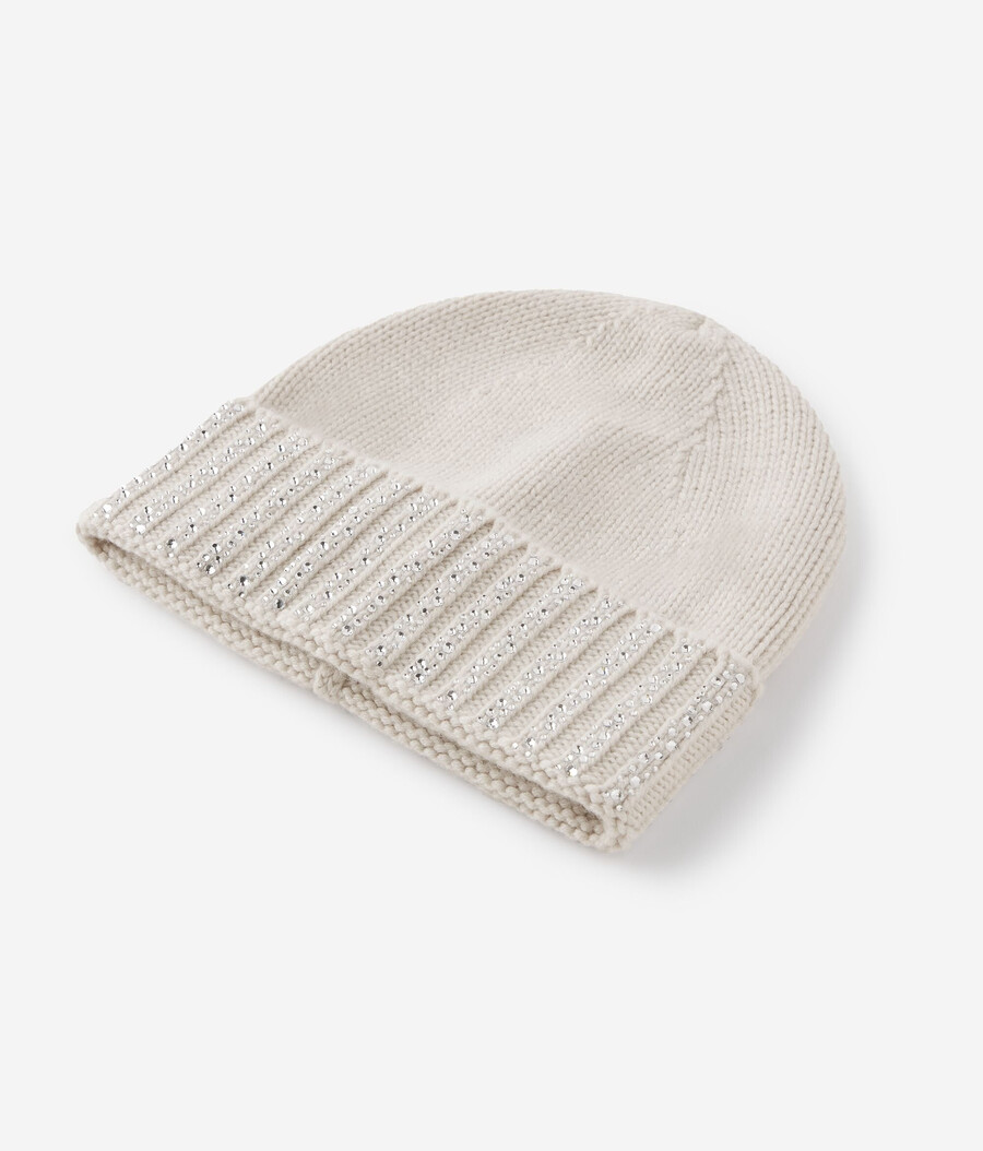 cappello in cashmere con strass