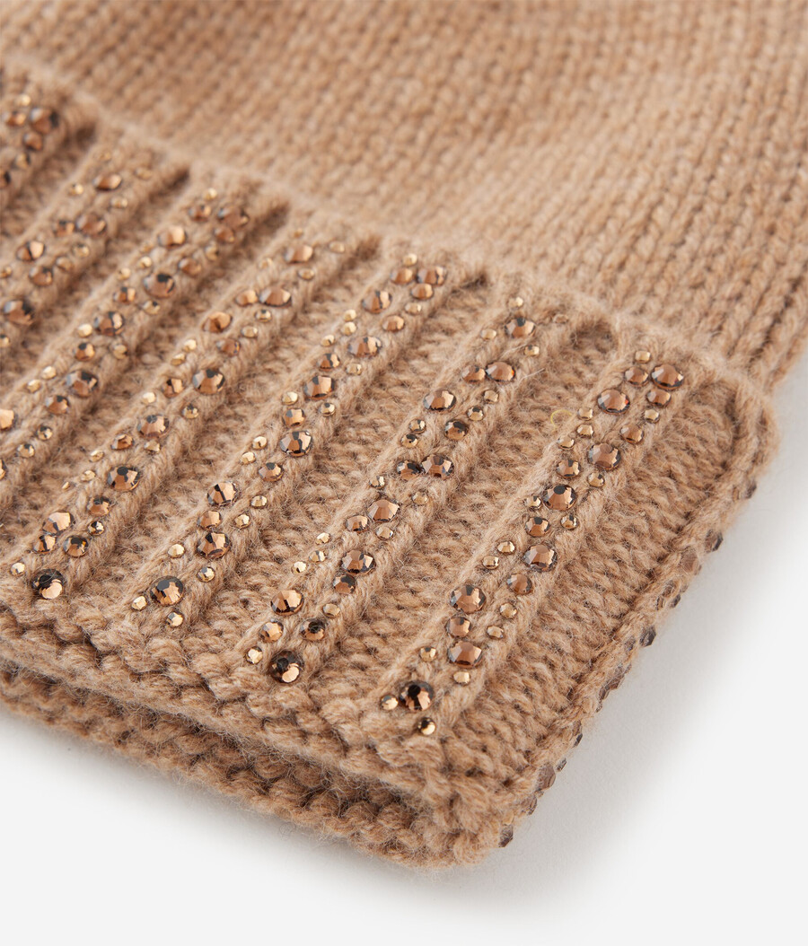 cappello in cashmere con strass