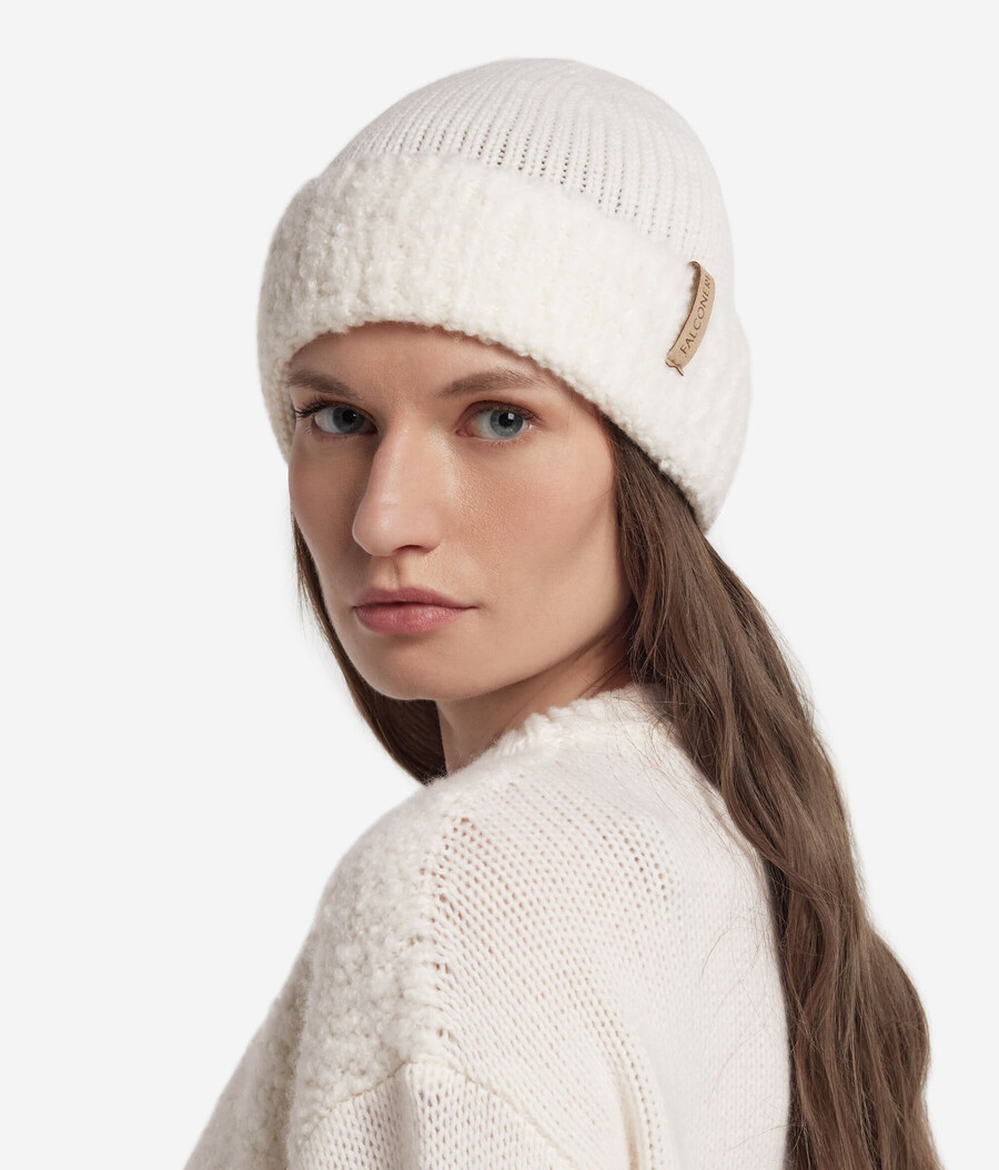 cappello in cashmere ultrasoft e bouclé