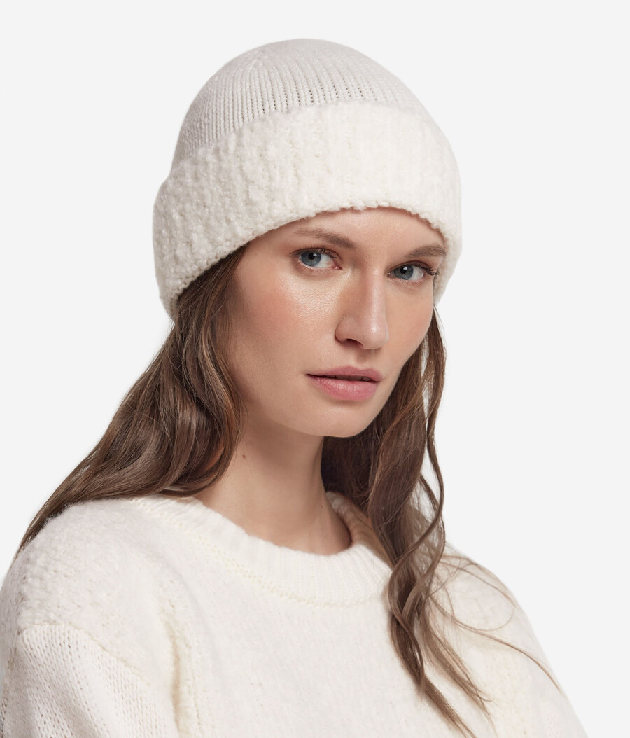 cappello in cashmere ultrasoft e bouclé