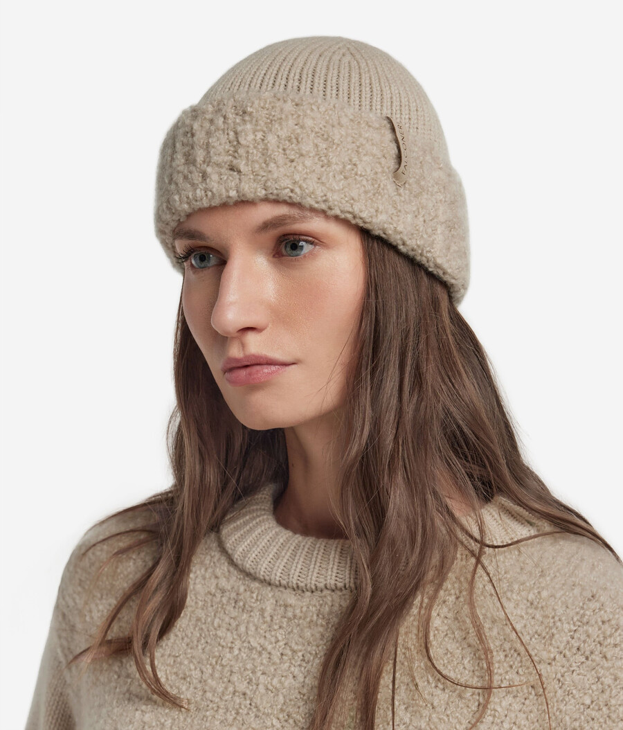 cappello in cashmere ultrasoft e bouclé