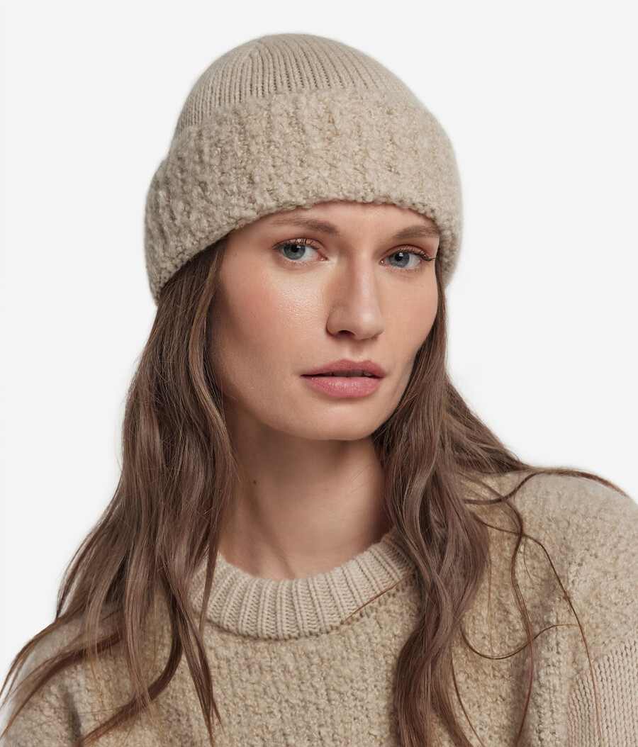 cappello in cashmere ultrasoft e bouclé