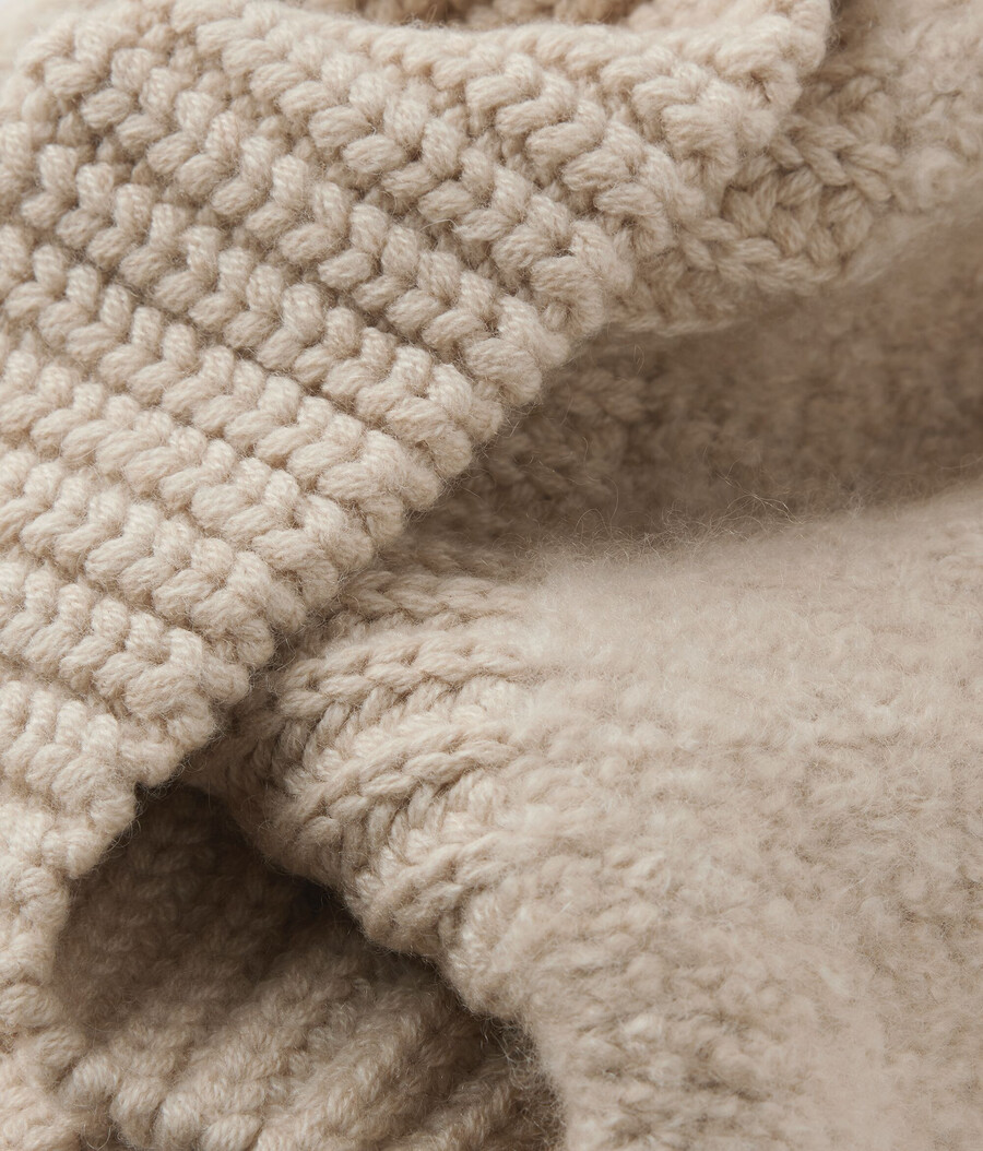 cappuccio a coste in cashmere e bouclé ultrasoft