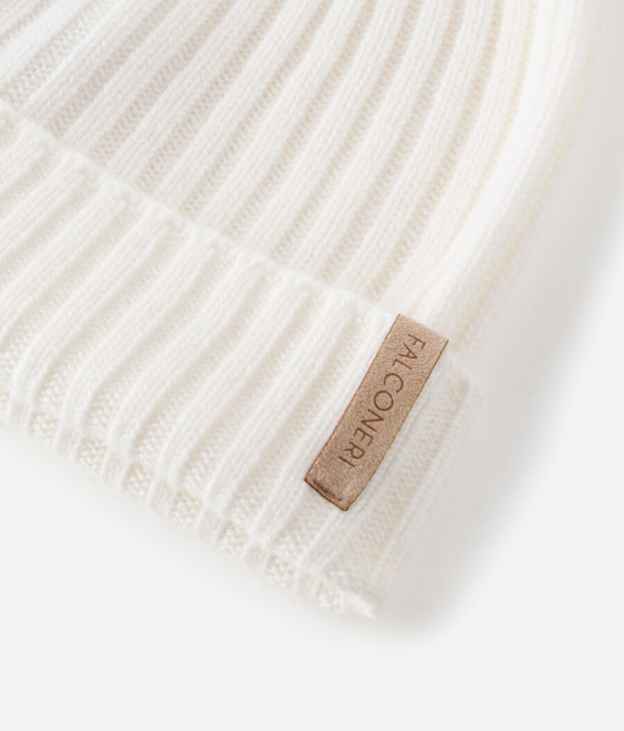 berretto con visiera in cashmere ultra morbido a coste