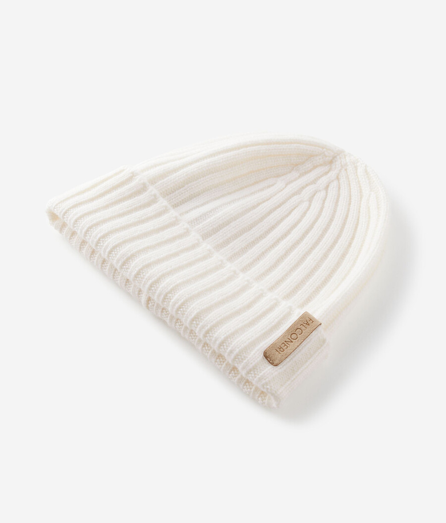 berretto con visiera in cashmere ultra morbido a coste