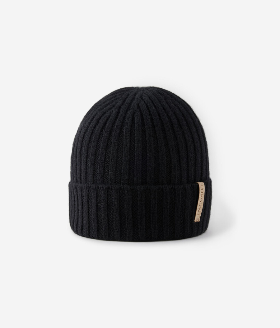 berretto con visiera in cashmere ultra morbido a coste