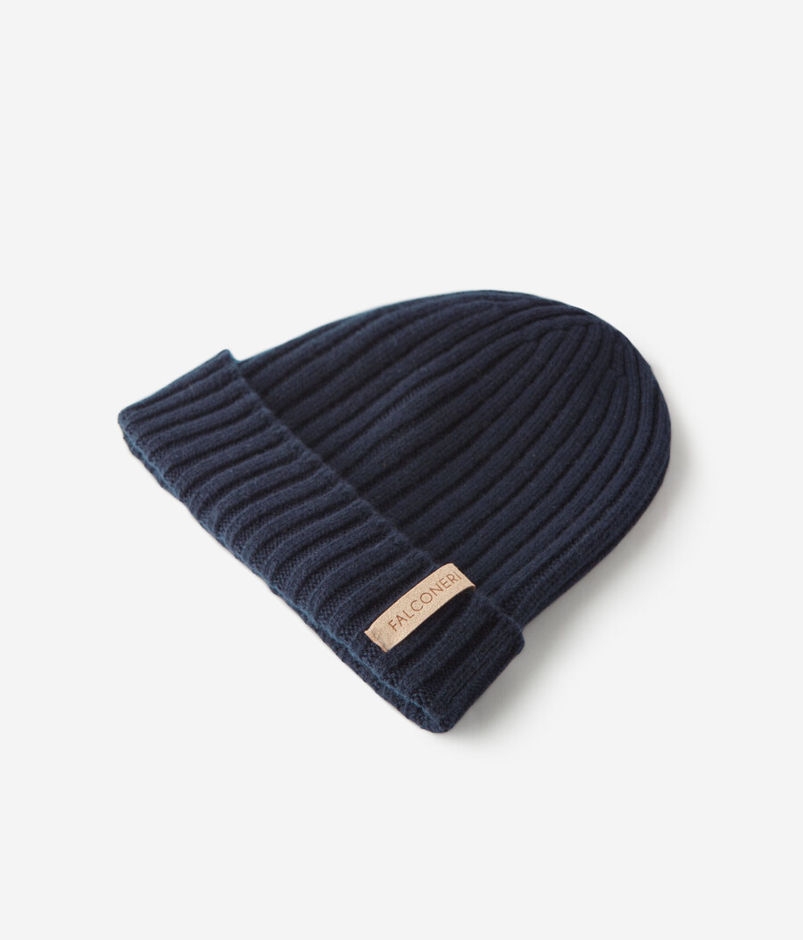 berretto con visiera in cashmere ultra morbido a coste