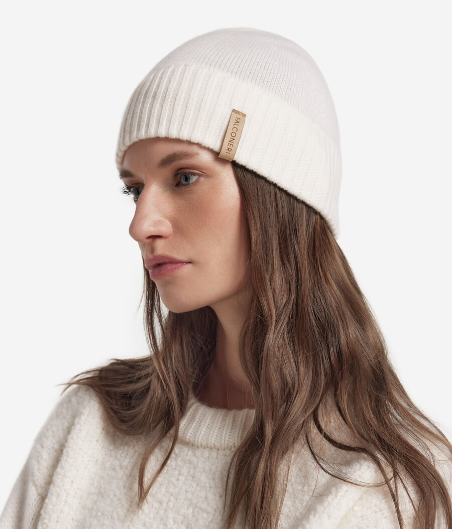 cappello a doppia costa in cashmere ultra morbido