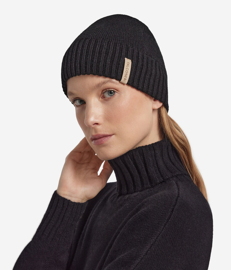 cappello a doppia costa in cashmere ultra morbido