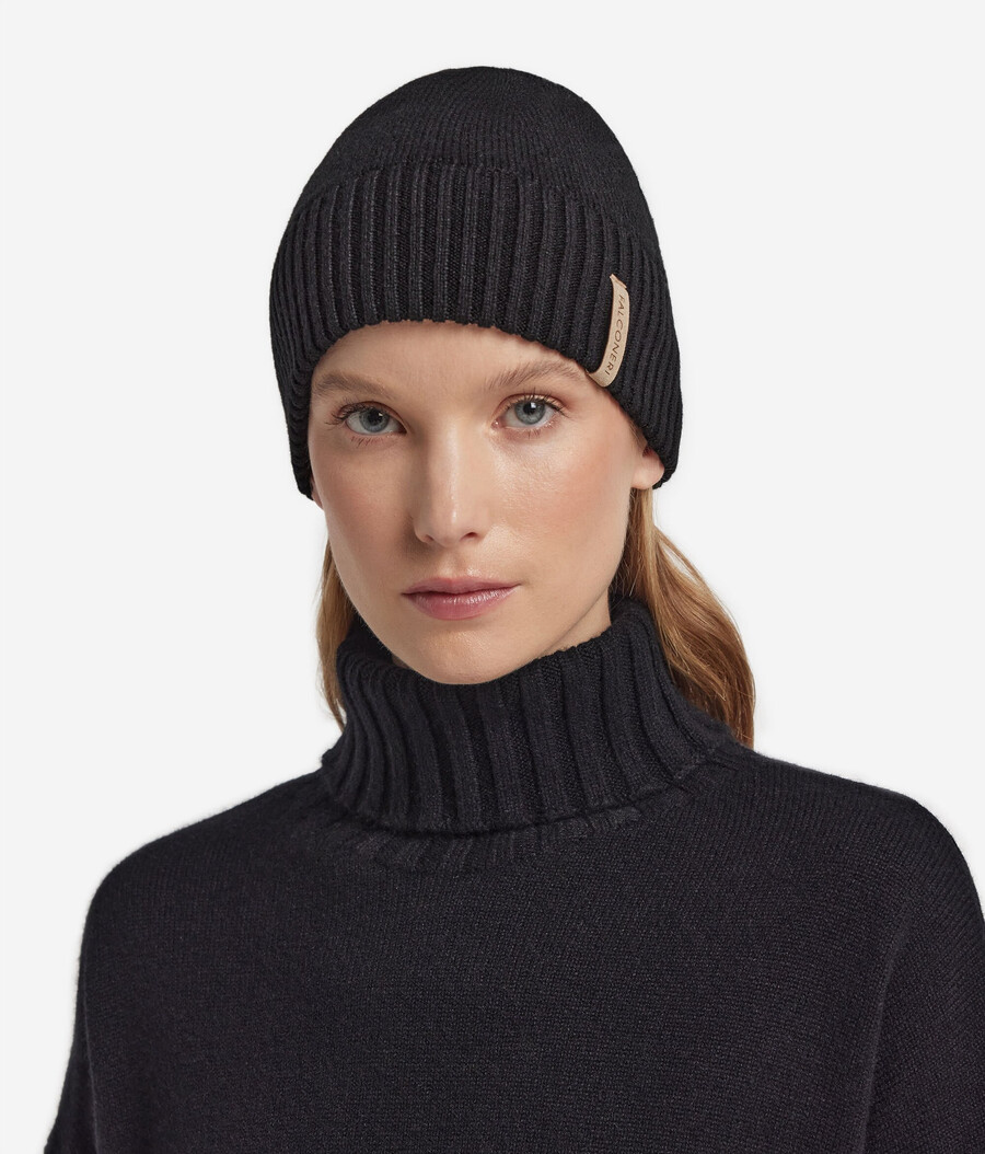 cappello a doppia costa in cashmere ultra morbido