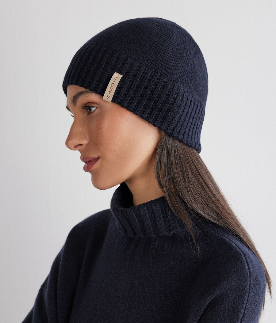 cappello a doppia costa in cashmere ultra morbido