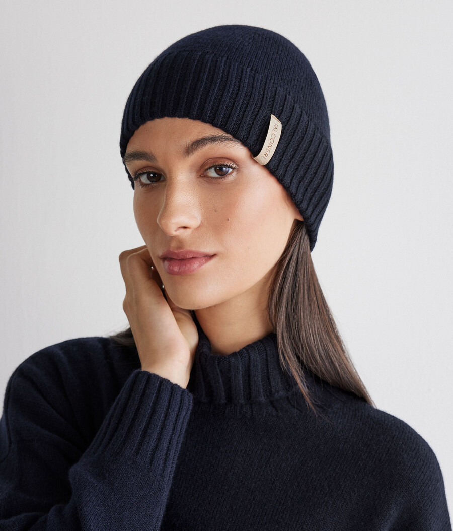 cappello a doppia costa in cashmere ultra morbido