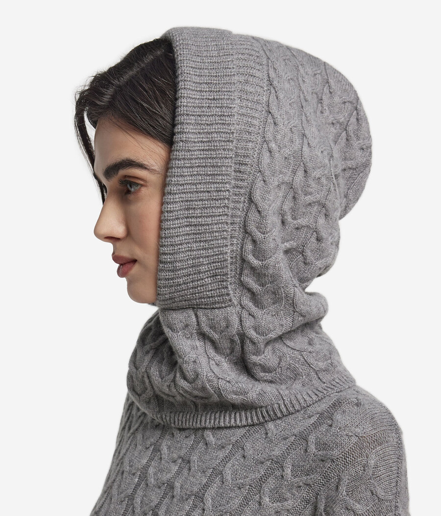 cappuccio con trama in cashmere ultra morbido