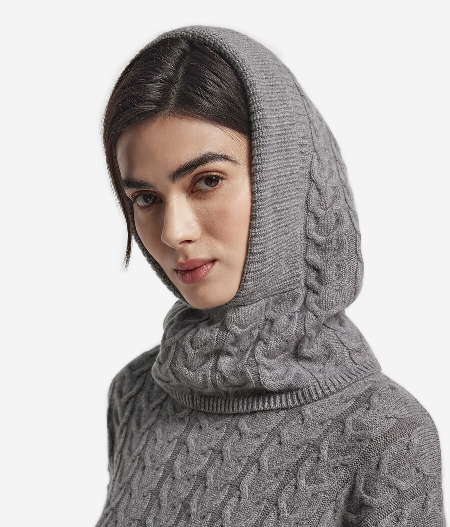 cappuccio con trama in cashmere ultra morbido