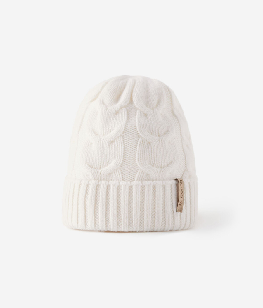 berretto con trama in cashmere ultra morbido