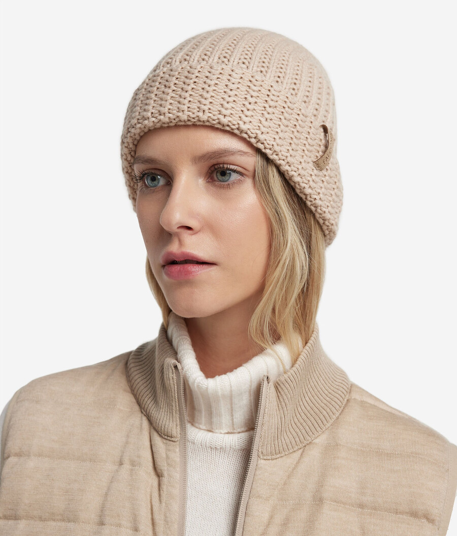 cappello in cashmere a coste