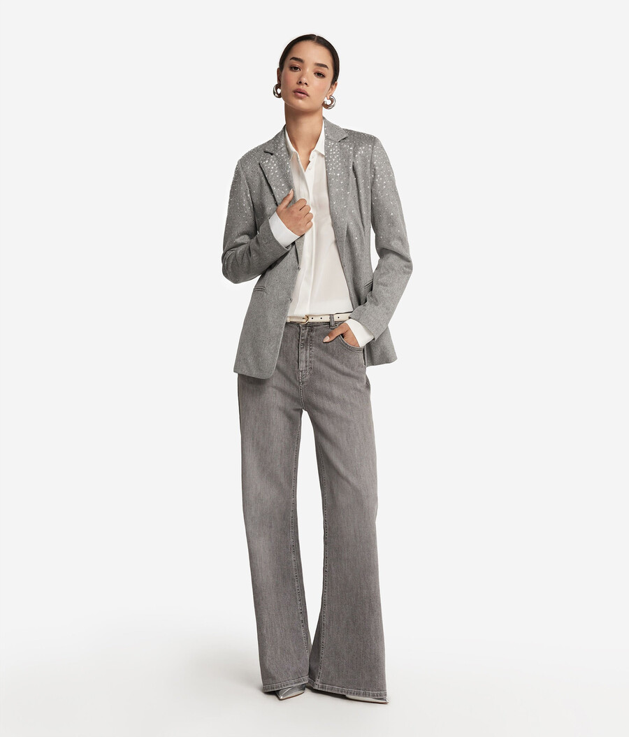 blazer in cashmere con strass