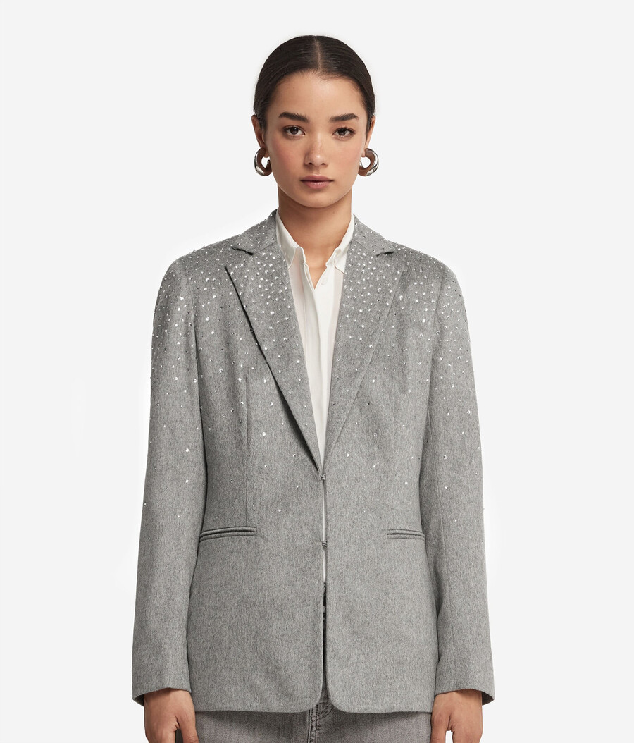 blazer in cashmere con strass