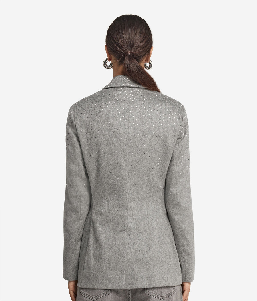 blazer in cashmere con strass