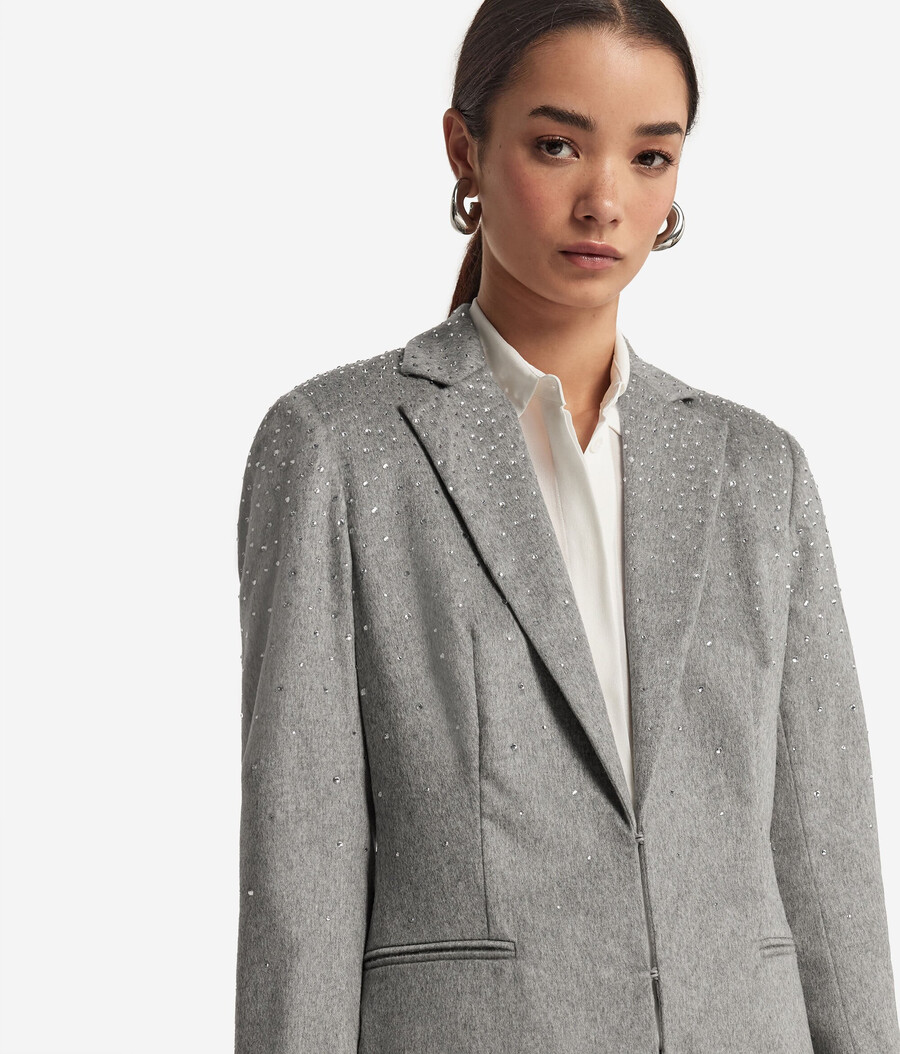 blazer in cashmere con strass