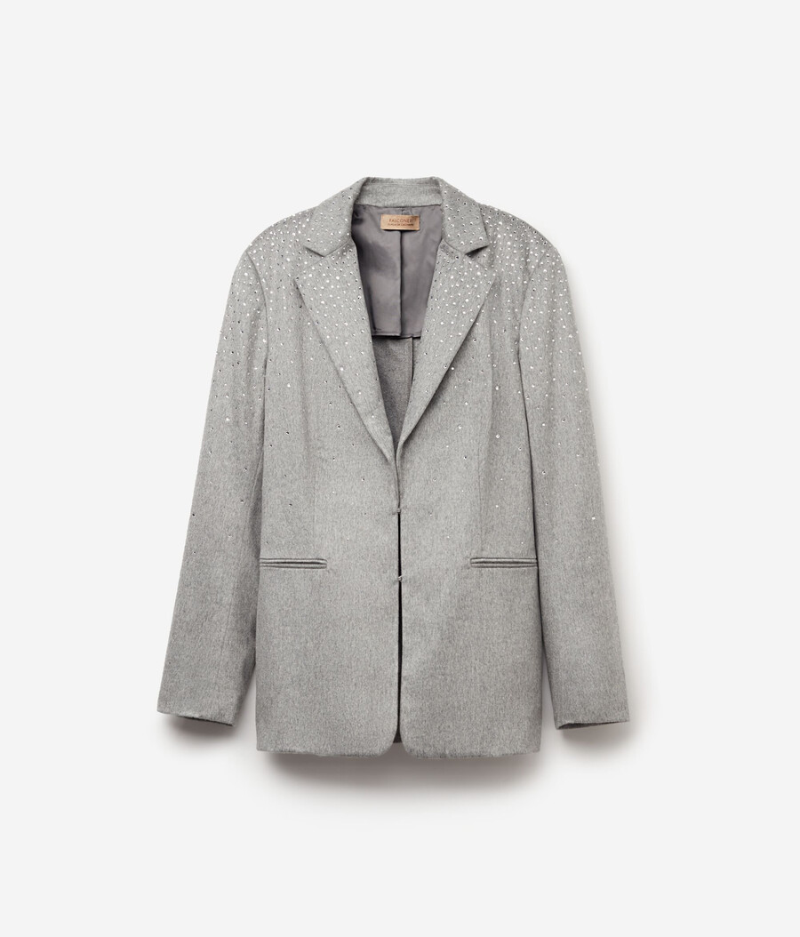 blazer in cashmere con strass