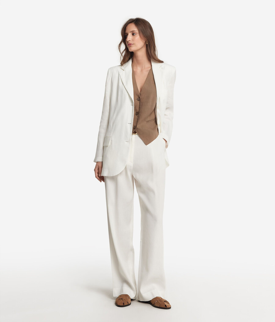 blazer in lino e viscosa