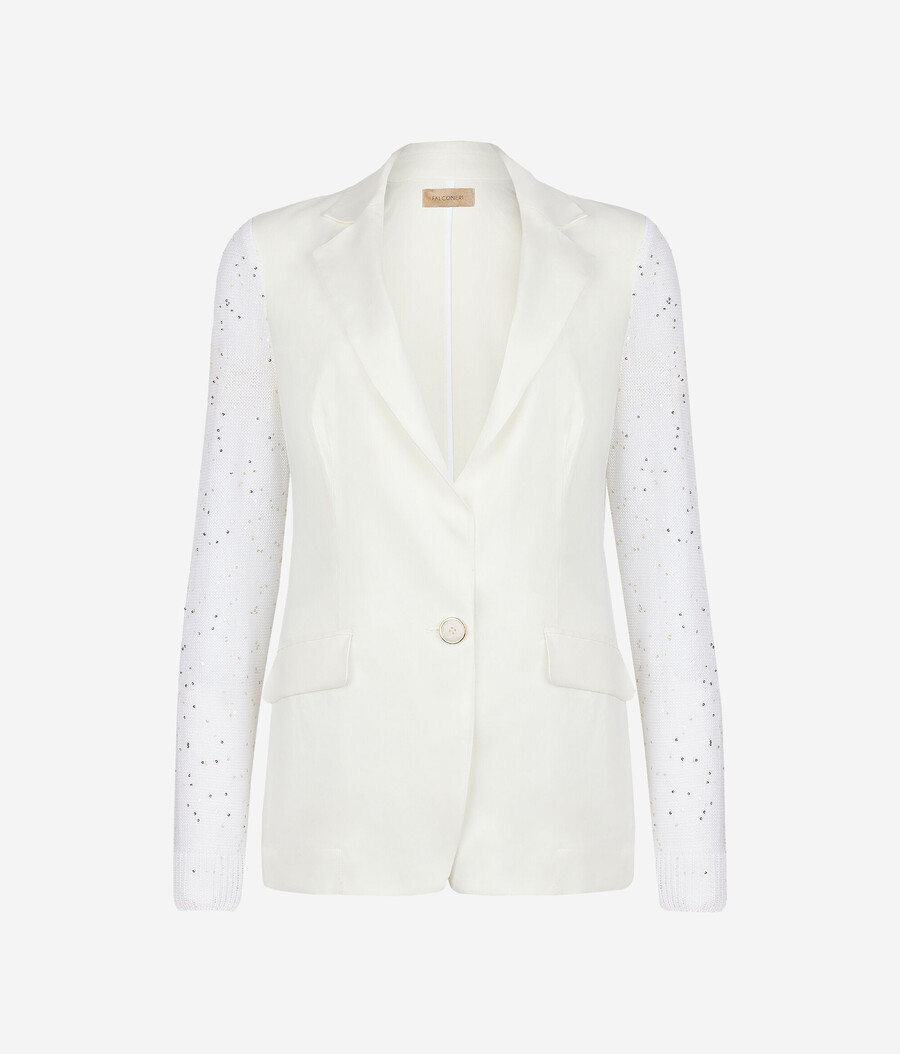 giacca con maniche in micro paillettes