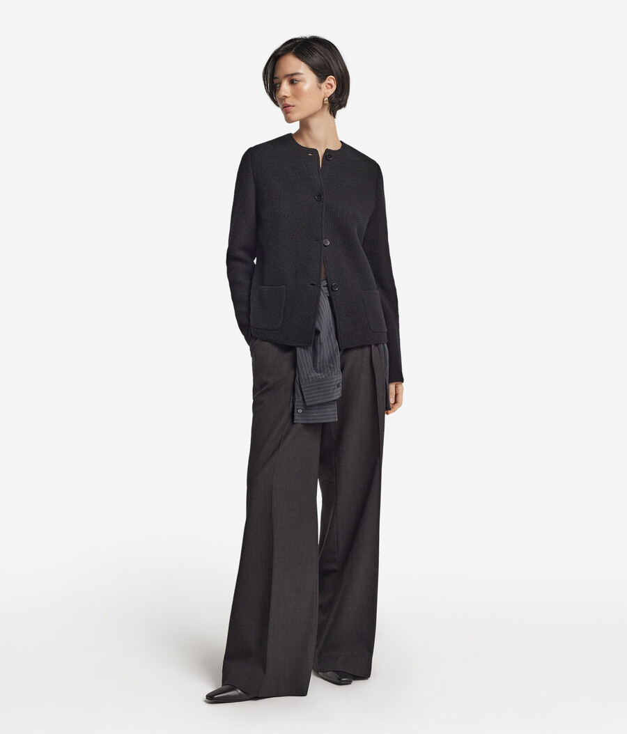 giacca girocollo in lana e cashmere