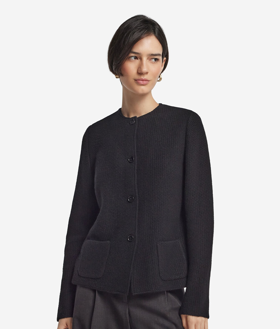 giacca girocollo in lana e cashmere