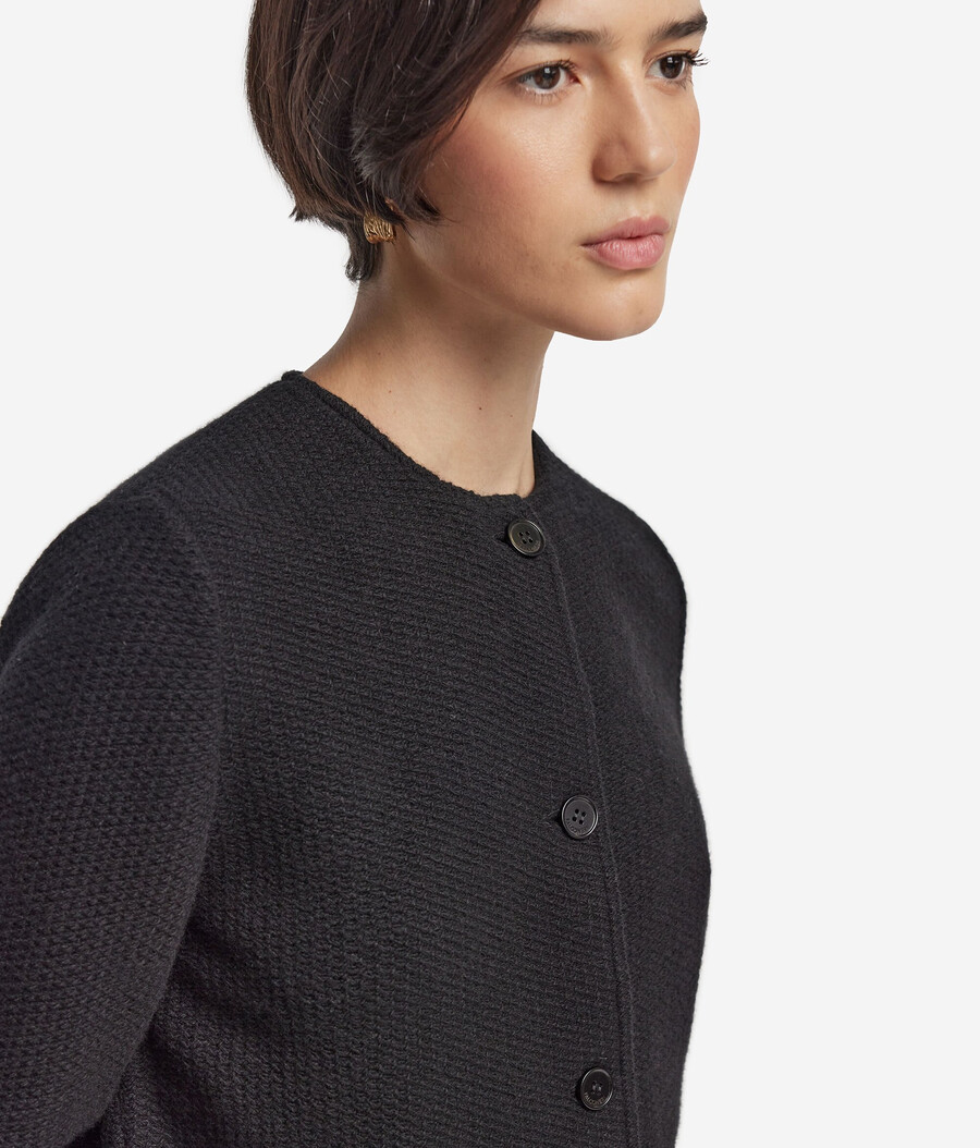 giacca girocollo in lana e cashmere