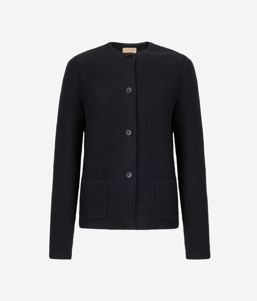 giacca girocollo in lana e cashmere