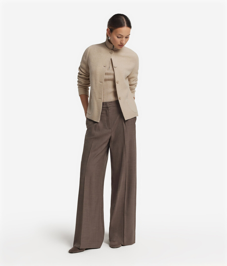 giacca girocollo in lana e cashmere