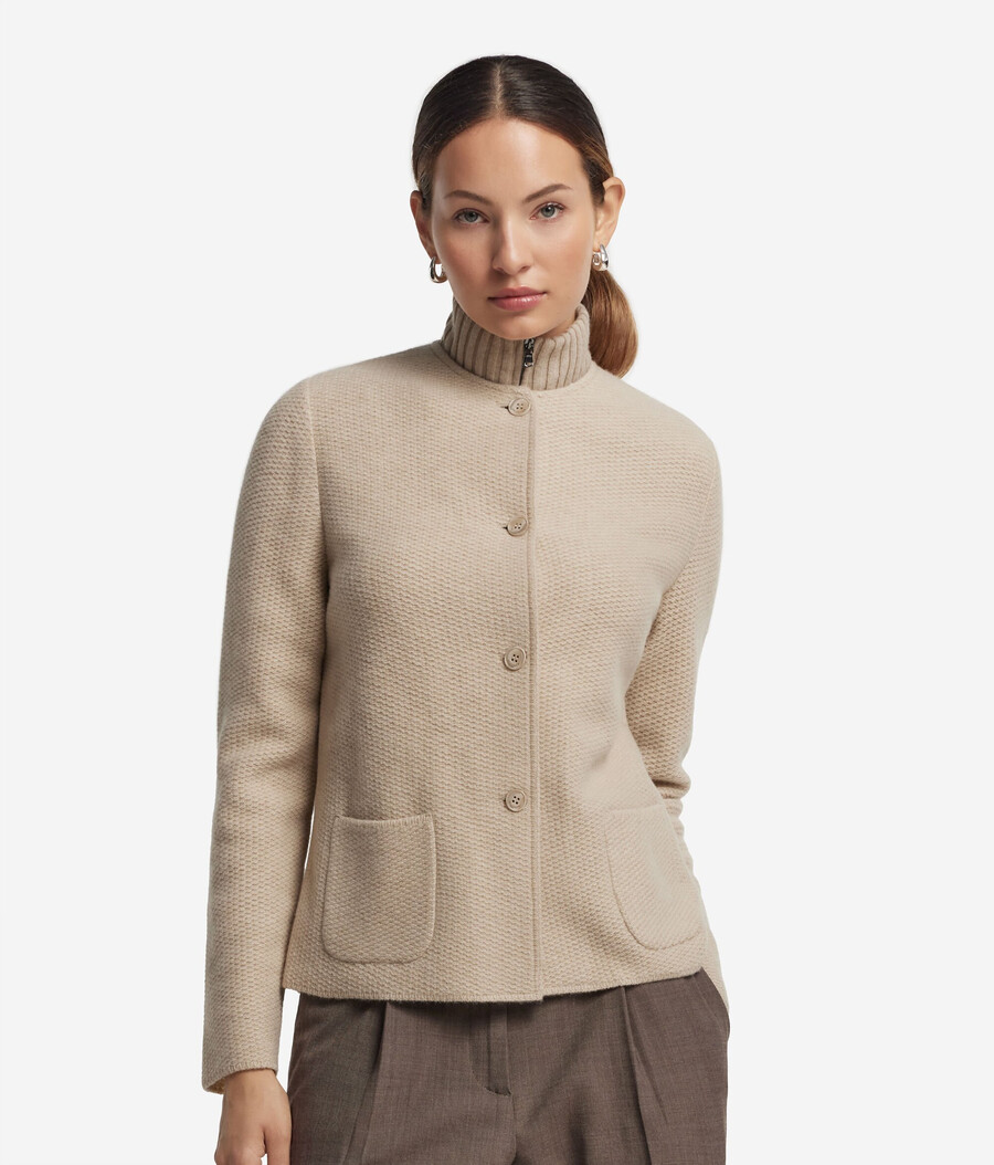 giacca girocollo in lana e cashmere