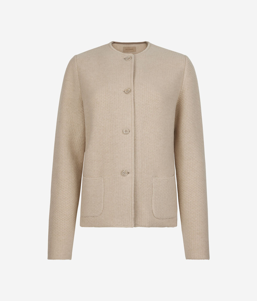 giacca girocollo in lana e cashmere