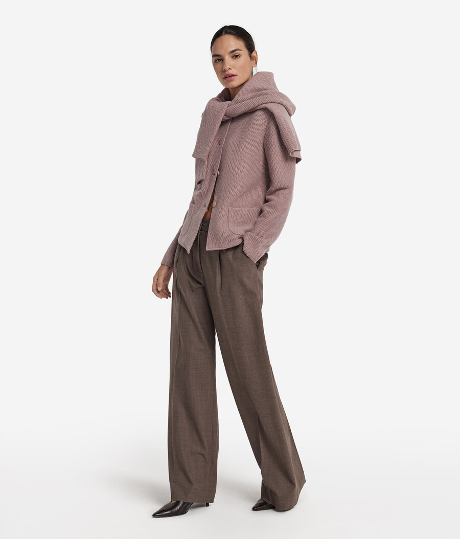 giacca girocollo in lana e cashmere