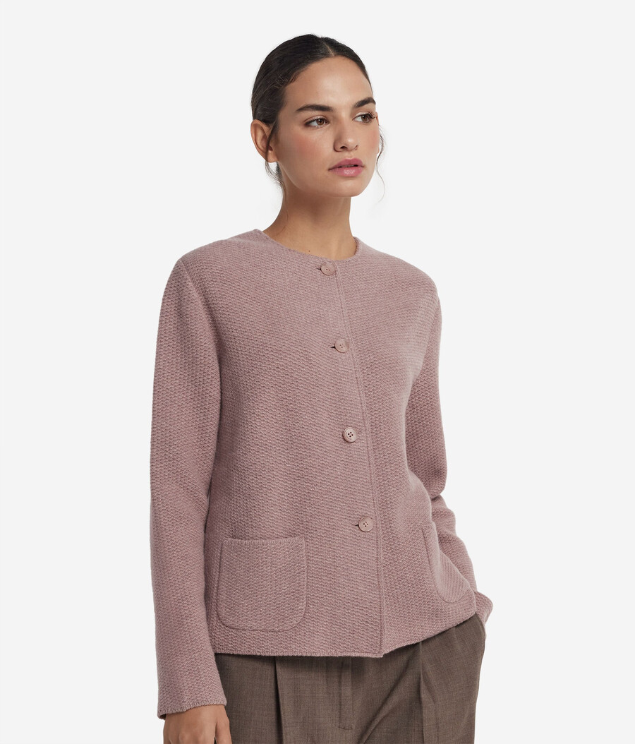 giacca girocollo in lana e cashmere