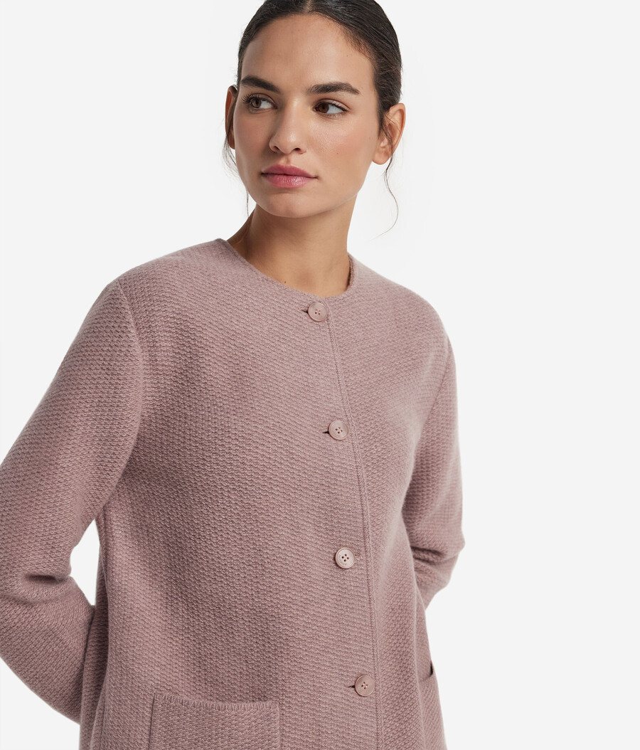 giacca girocollo in lana e cashmere