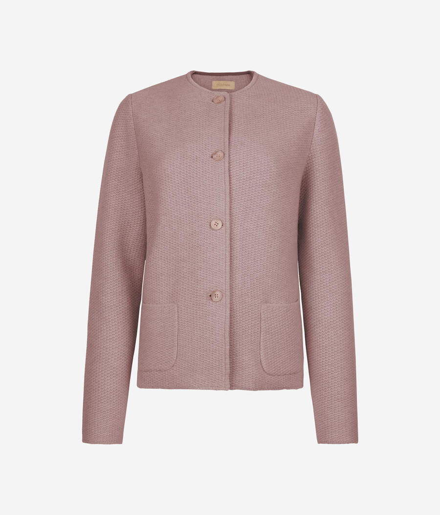 giacca girocollo in lana e cashmere