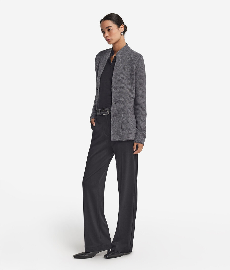 cappotto bicolore in lana e cashmere