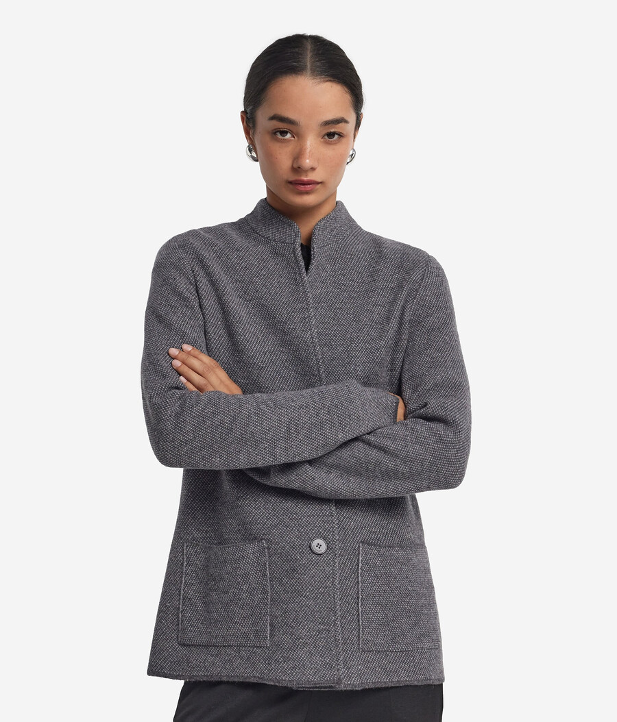 cappotto bicolore in lana e cashmere